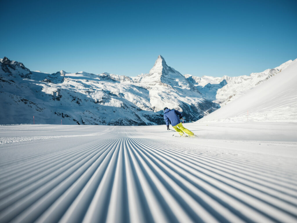 Skiing on Zermatt Matterhorn in Switzerland