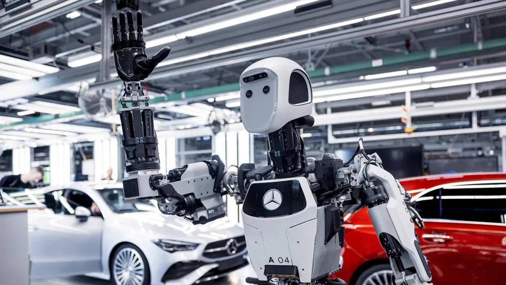 Apptronik’s Apollo robot at Mercedes-Benz’s Hungary factory.