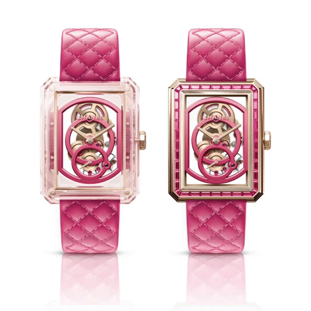 Chanel Boy-Friend Skeleton X-Ray Pink (L) and Skeleton Pink (R).
